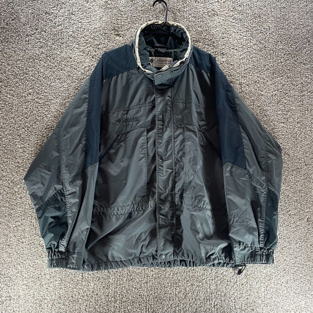 Columbia Jacket Men Extra Large Gray Interchange Core Full Zip Nylon Winter Coat